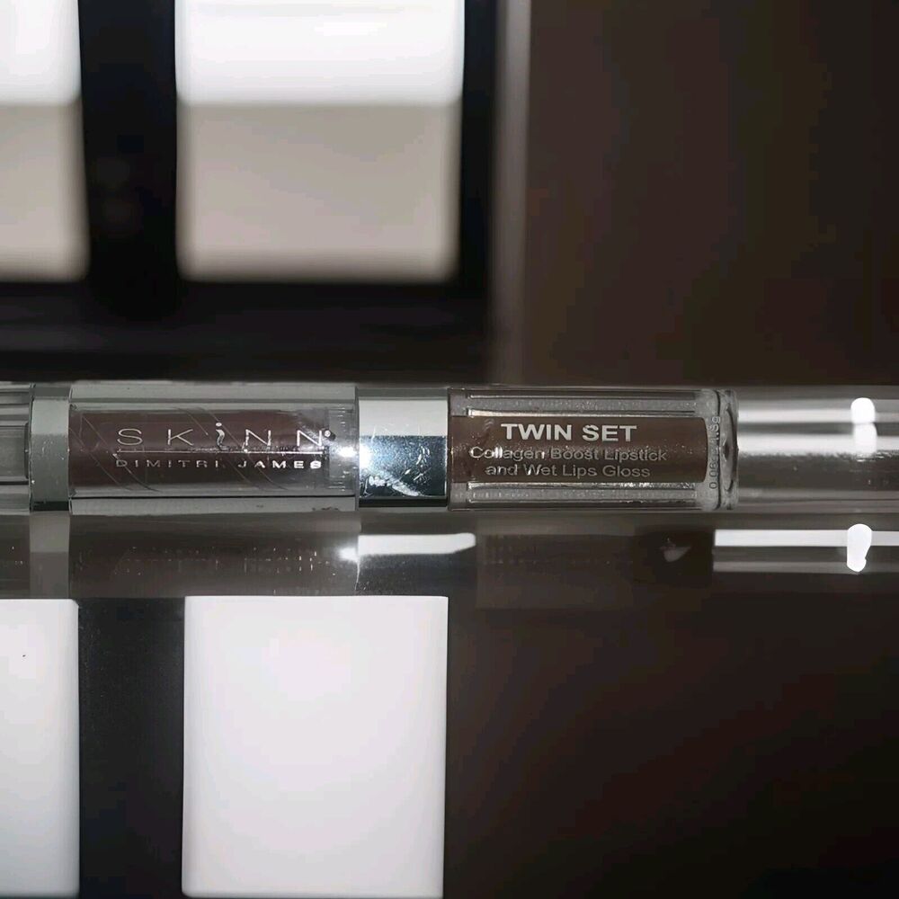 SKINN Cosmetics Twin Set Collagen Boost Lipstick & Wet Lips Gloss"Ginger Snap".